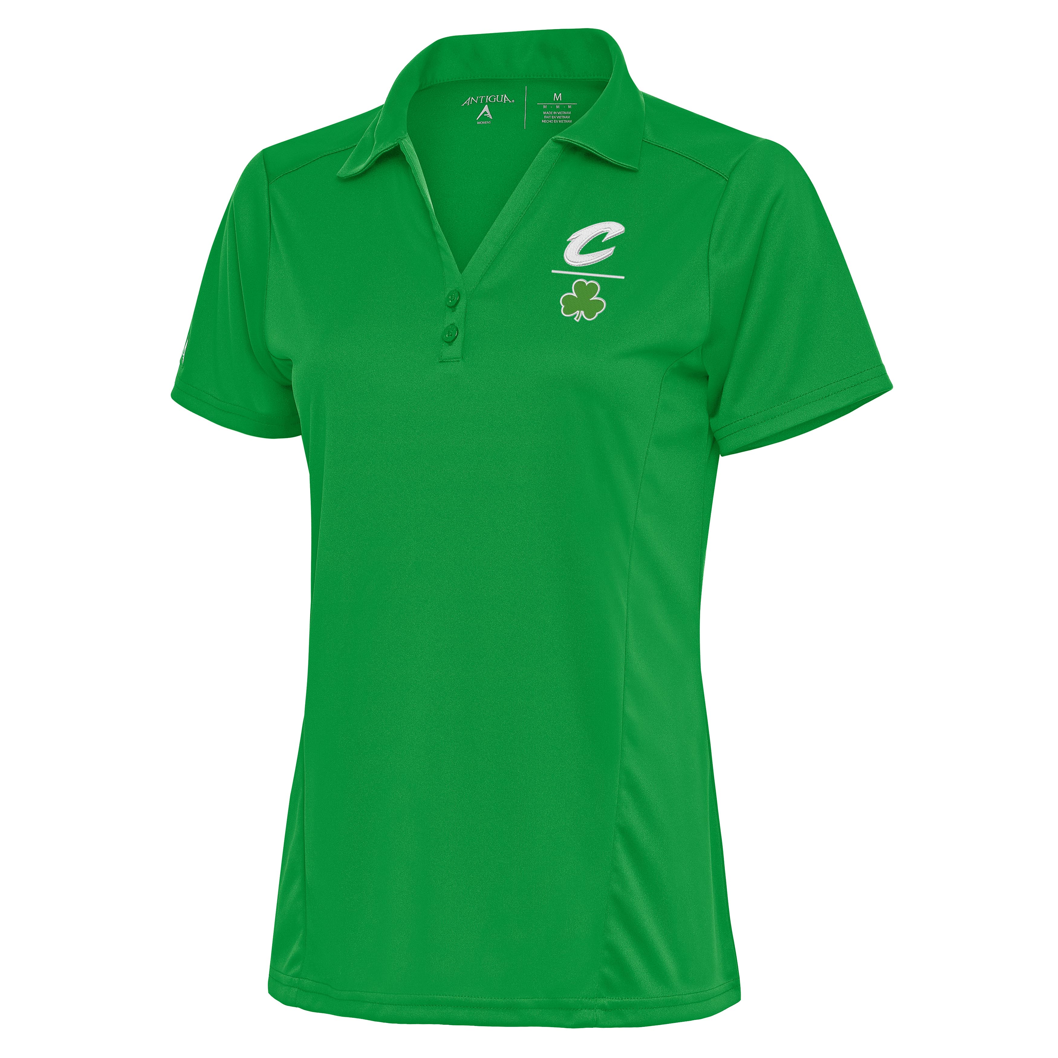Women's Antigua Kelly Green Cleveland Cavaliers Shamrock Tribute Polo